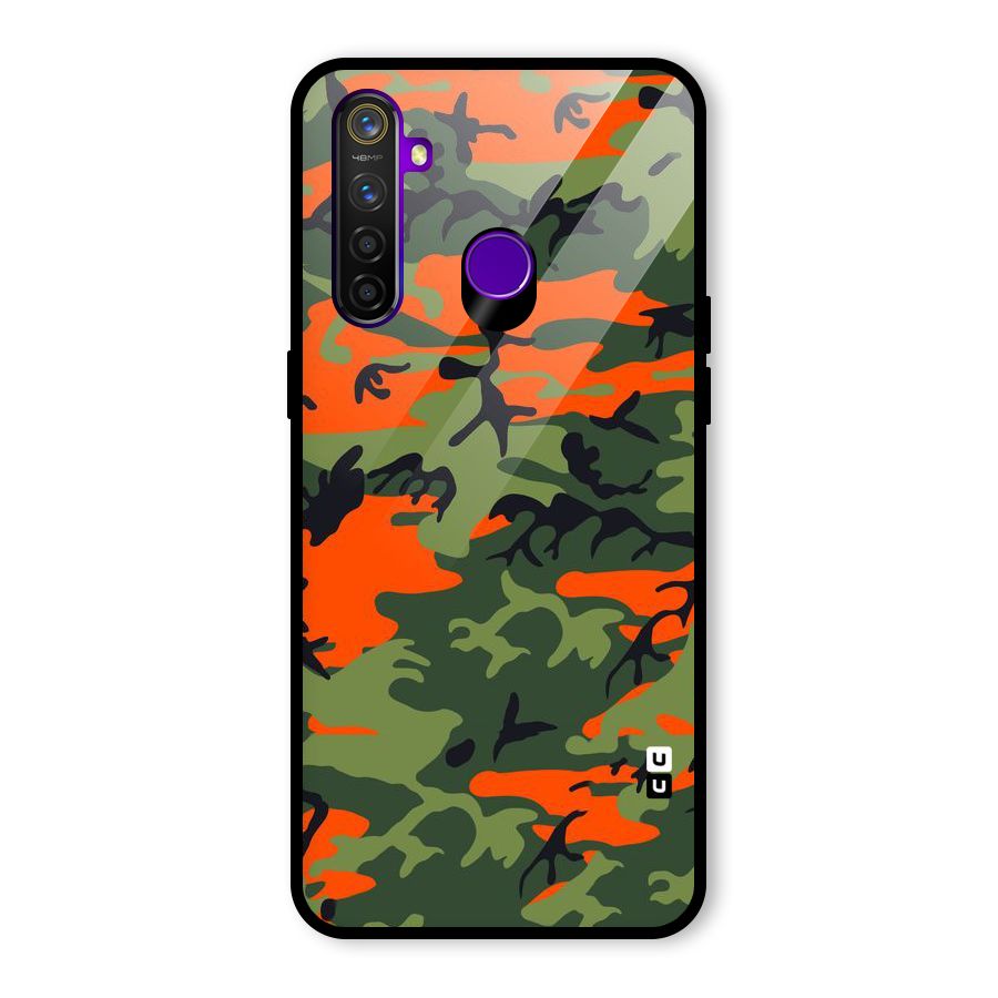 Army Pattern Glass Back Case for Realme 5 Pro