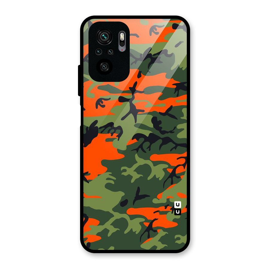 Army Pattern Glass Back Case for Redmi Note 10S