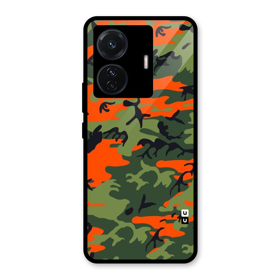 Army Pattern Glass Back Case for Vivo T1 Pro