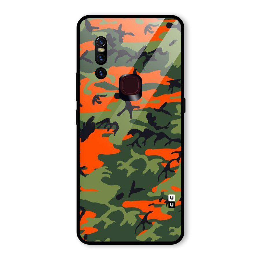 Army Pattern Glass Back Case for Vivo V15