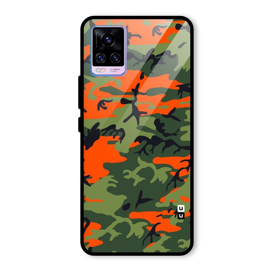 Army Pattern Glass Back Case for Vivo V20 Pro