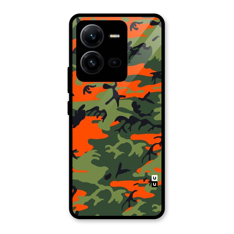 Army Pattern Glass Back Case for Vivo V25