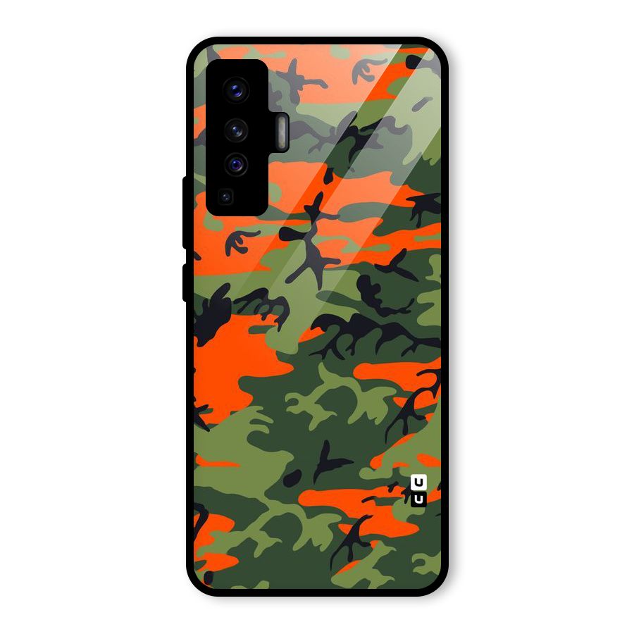 Army Pattern Glass Back Case for Vivo X50