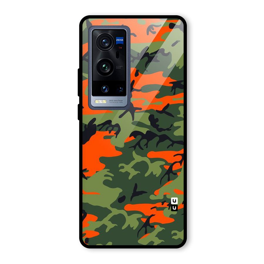 Army Pattern Glass Back Case for Vivo X60 Pro Plus