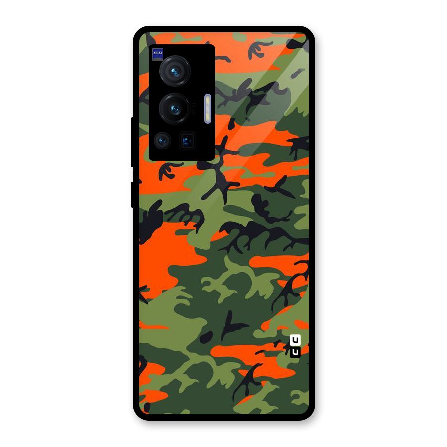 Army Pattern Glass Back Case for Vivo X70 Pro