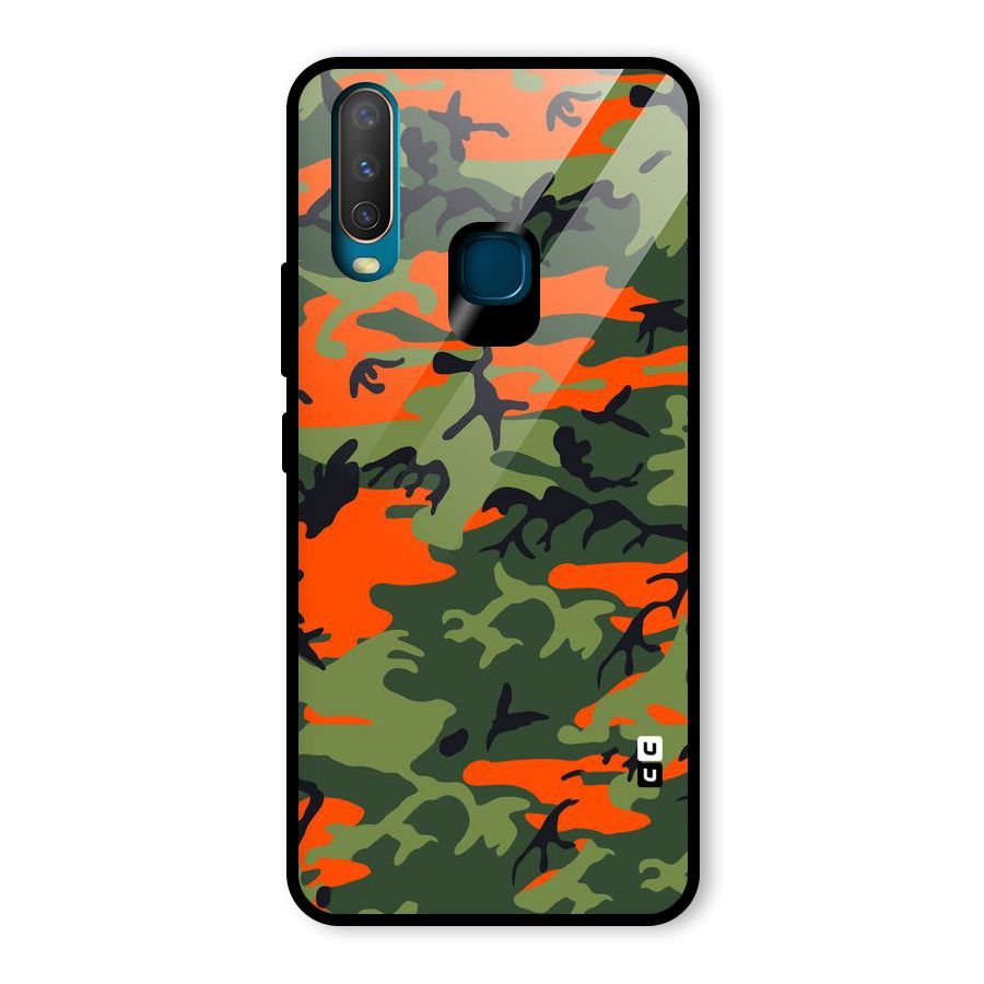 Army Pattern Glass Back Case for Vivo Y12