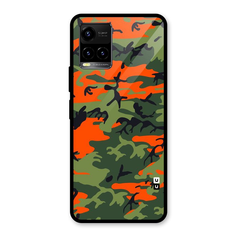 Army Pattern Glass Back Case for Vivo Y21T