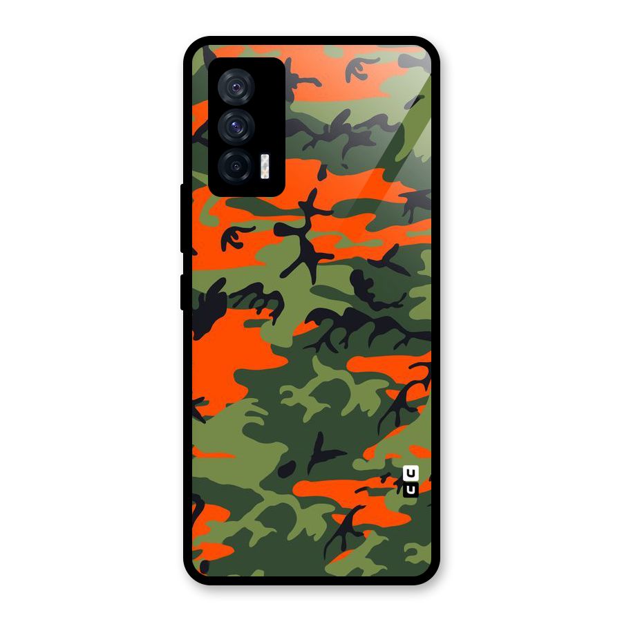 Army Pattern Glass Back Case for Vivo iQOO 7 5G