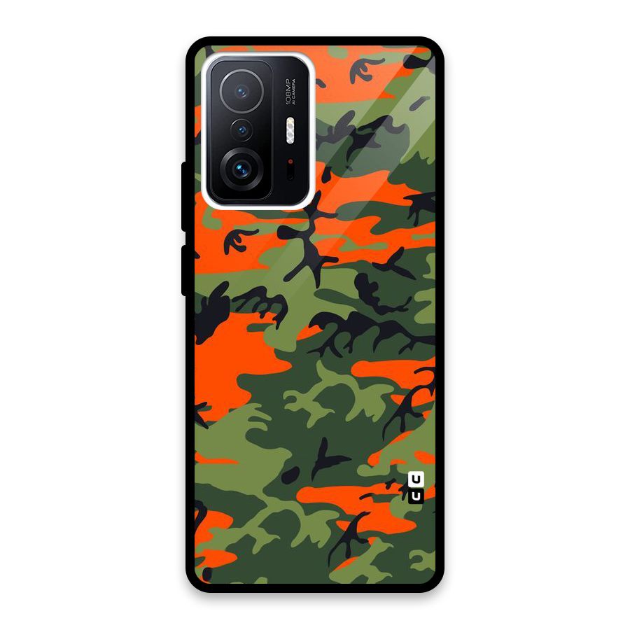 Army Pattern Glass Back Case for Xiaomi 11T Pro