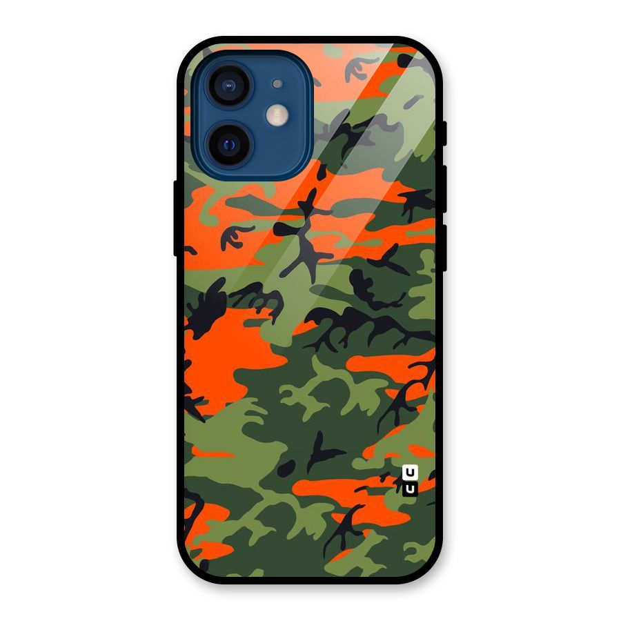 Army Pattern Glass Back Case for iPhone 12 Mini