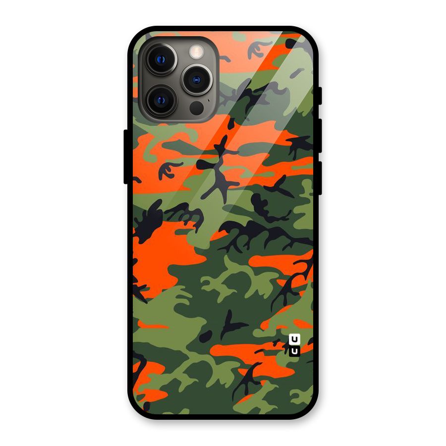 Army Pattern Glass Back Case for iPhone 12 Pro Max
