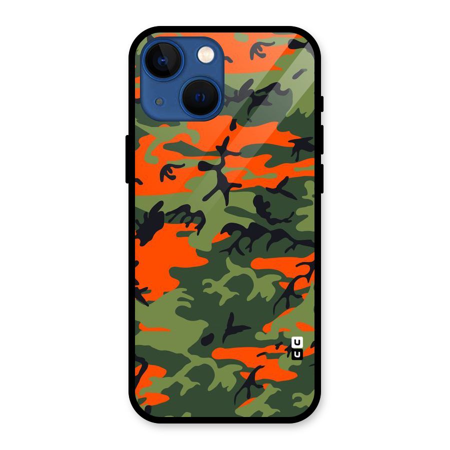 Army Pattern Glass Back Case for iPhone 13 Mini