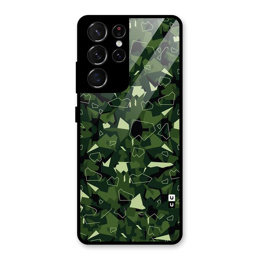 Army Shape Design Glass Back Case for Galaxy S21 Ultra 5G