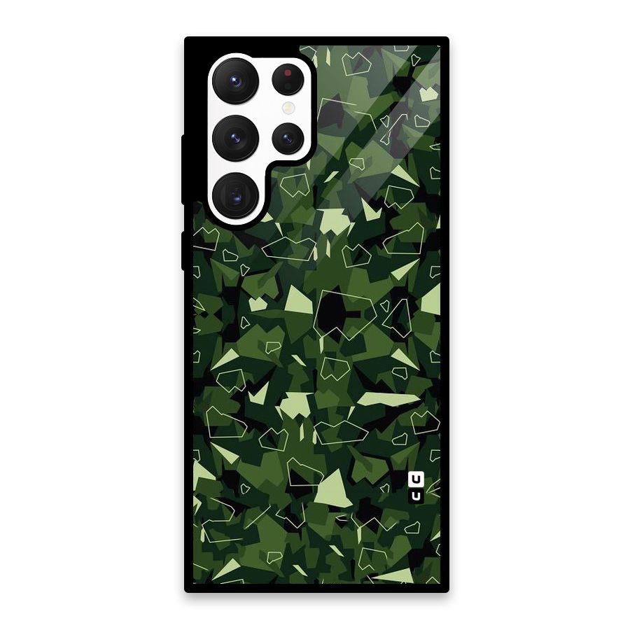 Army Shape Design Glass Back Case for Galaxy S22 Ultra 5G