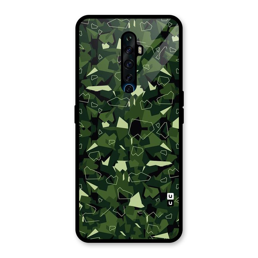 Army Shape Design Glass Back Case for Oppo Reno2 F
