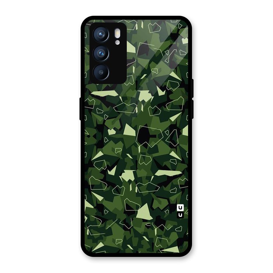 Army Shape Design Glass Back Case for Oppo Reno6 5G