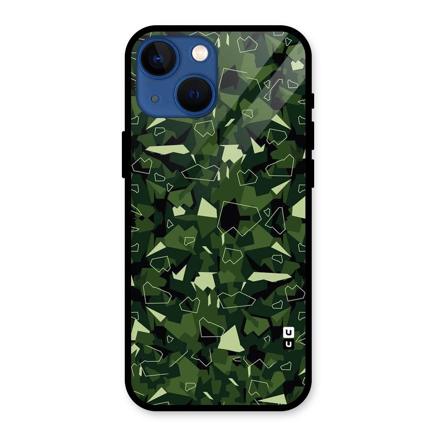 Army Shape Design Glass Back Case for iPhone 13 Mini