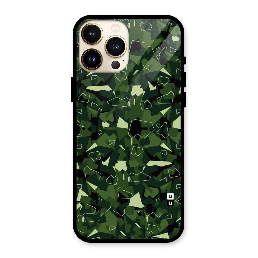 Army Shape Design Glass Back Case for iPhone 13 Pro Max