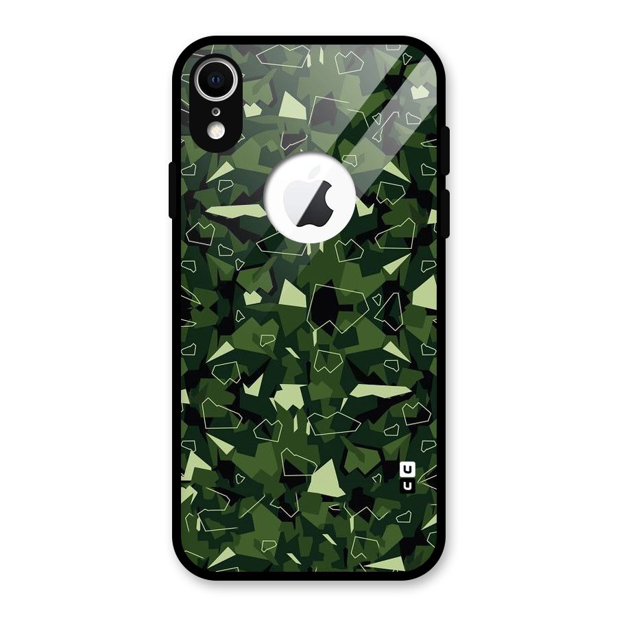 Army Shape Design Glass Back Case for iPhone XR Logo Cut