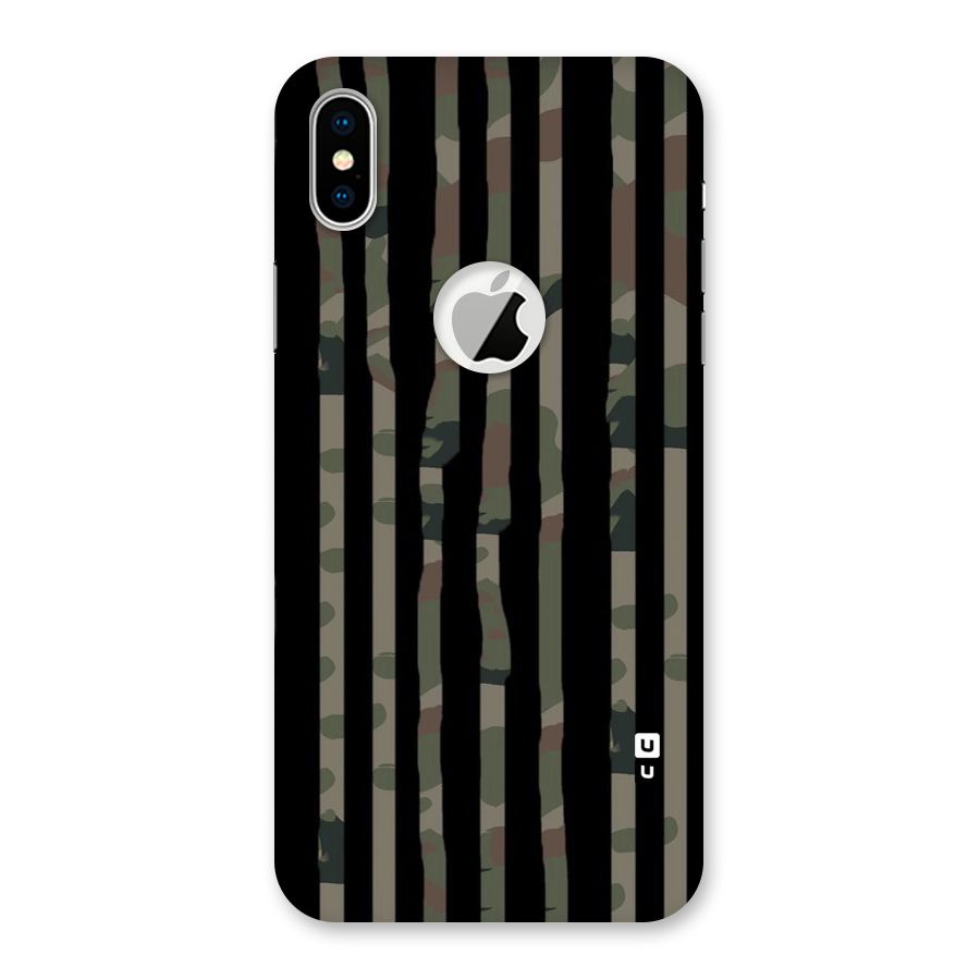 Army Stripes Back Case for iPhone X Logo Cut