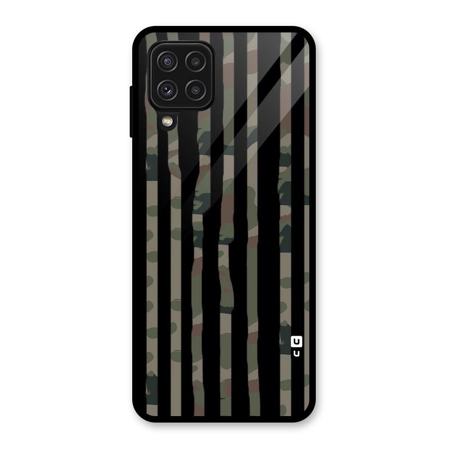 Army Stripes Glass Back Case for Galaxy A22 4G