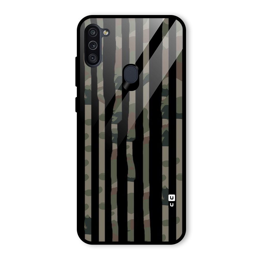 Army Stripes Glass Back Case for Galaxy M11