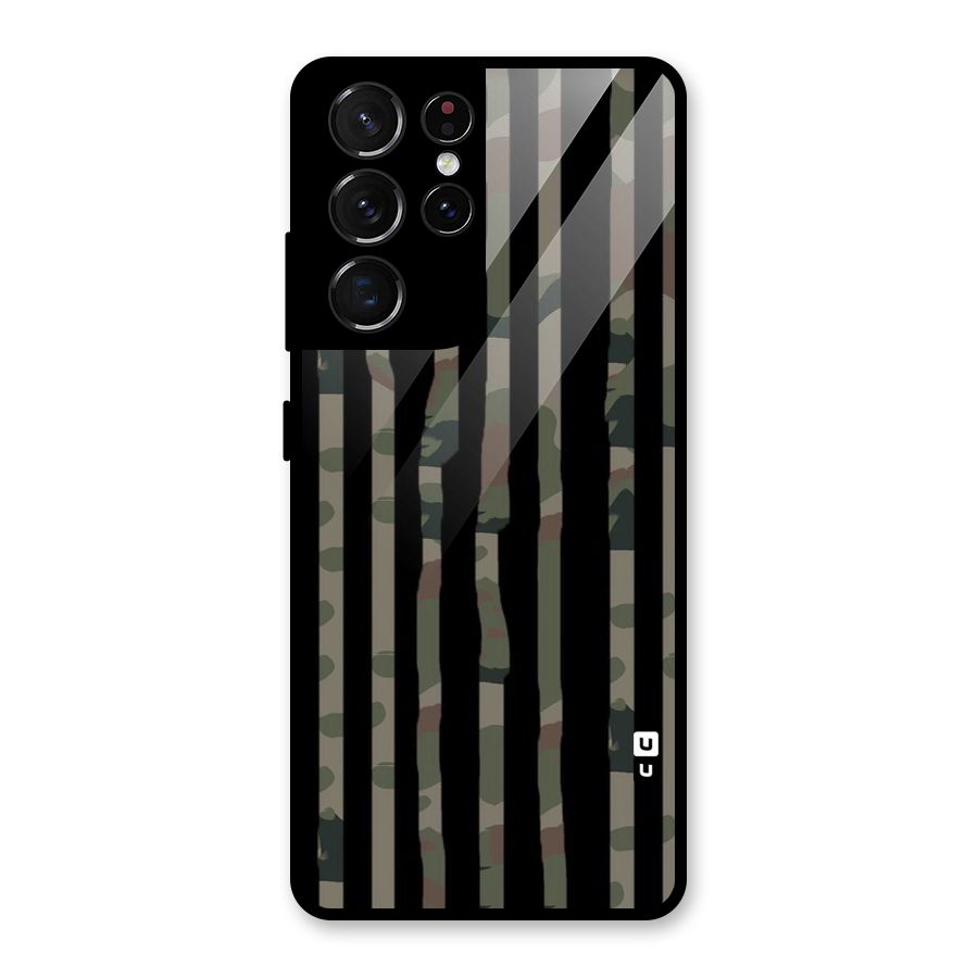 Army Stripes Glass Back Case for Galaxy S21 Ultra 5G