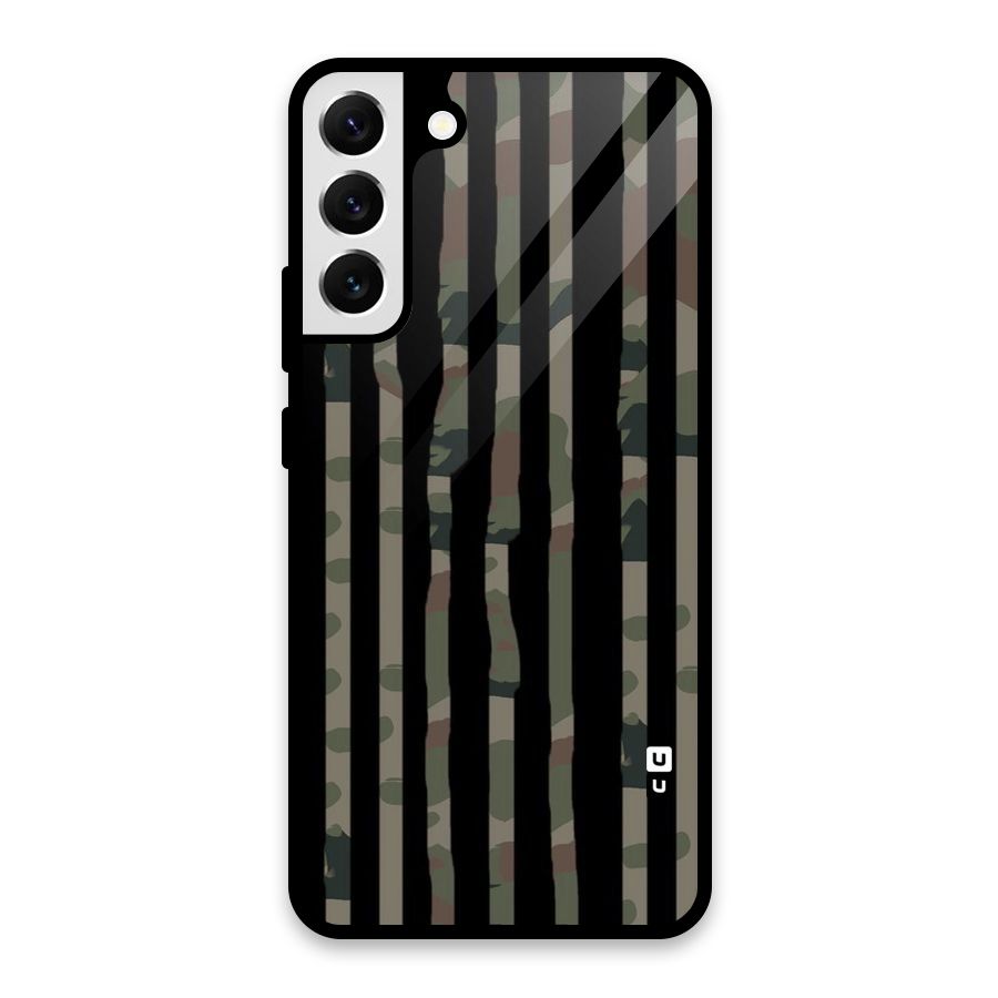 Army Stripes Glass Back Case for Galaxy S22 Plus 5G
