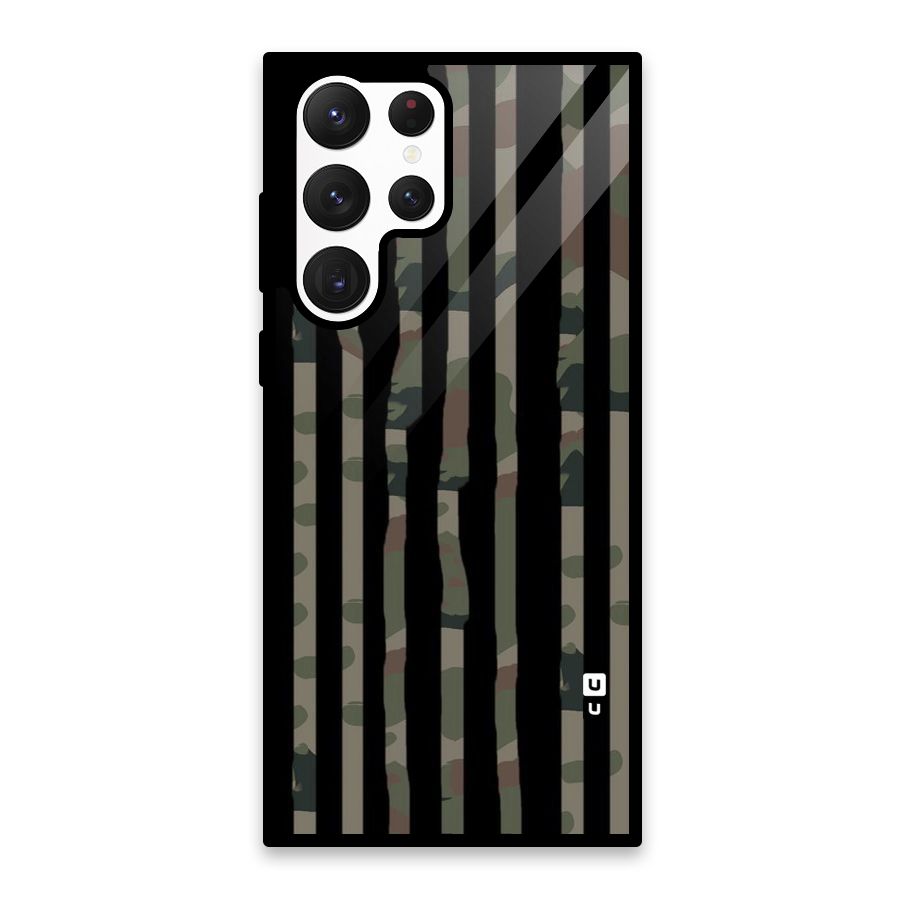 Army Stripes Glass Back Case for Galaxy S22 Ultra 5G