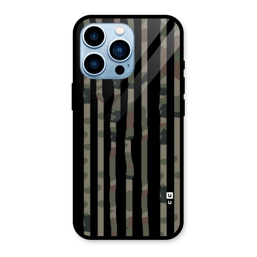 Army Stripes Glass Back Case for iPhone 13 Pro