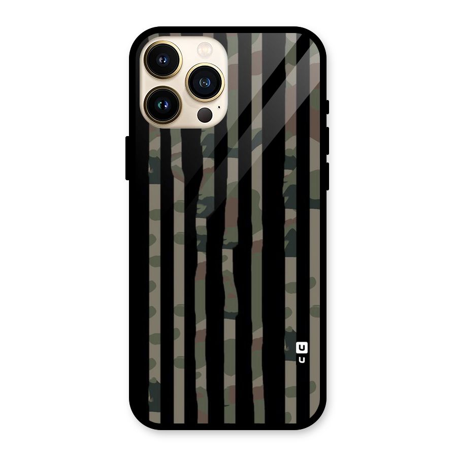 Army Stripes Glass Back Case for iPhone 13 Pro Max