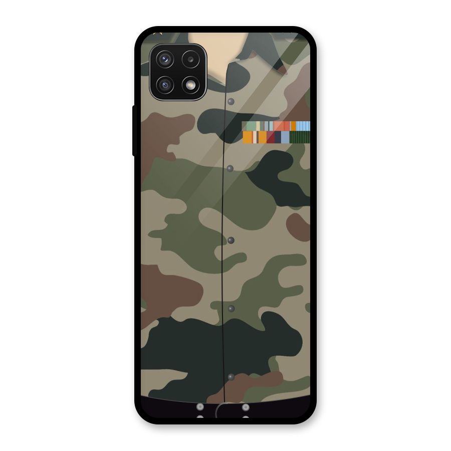 Army Uniform Glass Back Case for Galaxy A22 5G