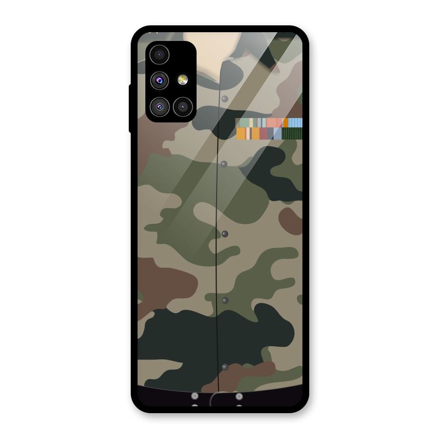 Army Uniform Glass Back Case for Galaxy M51