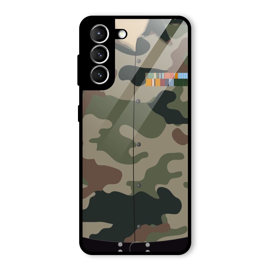 Army Uniform Glass Back Case for Galaxy S21 5G