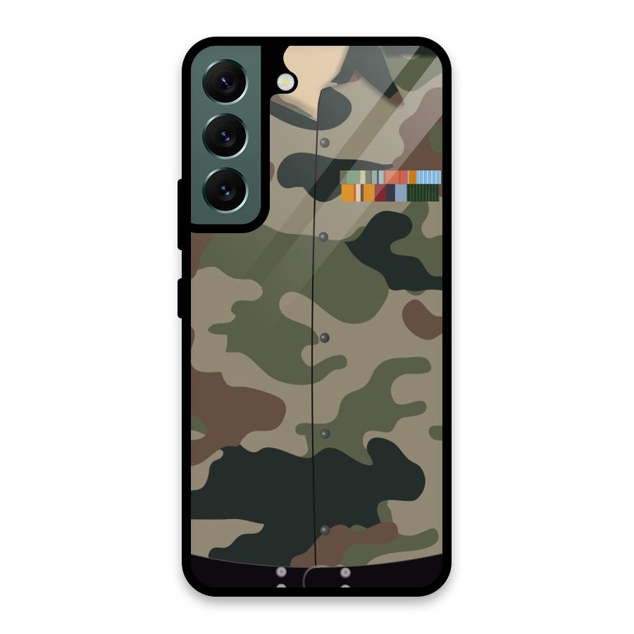 Army Uniform Glass Back Case for Galaxy S22 5G
