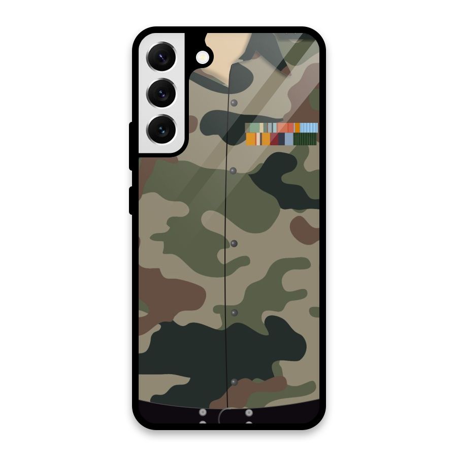 Army Uniform Glass Back Case for Galaxy S22 Plus 5G