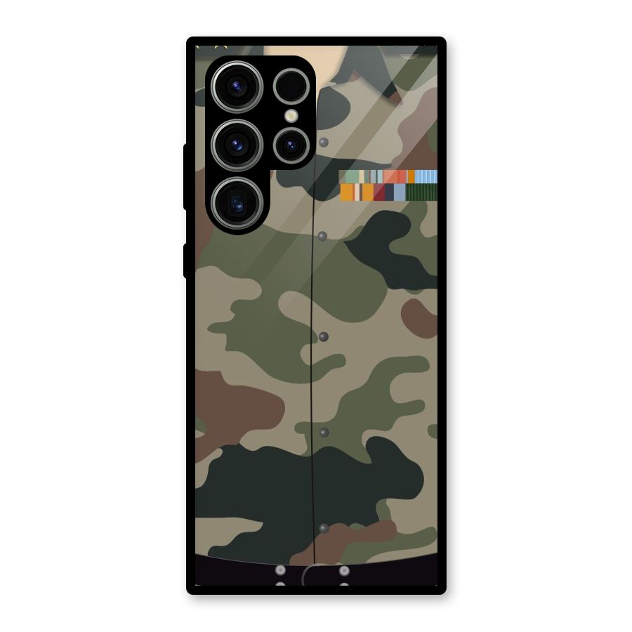 Army Uniform Glass Back Case for Galaxy S23 Ultra