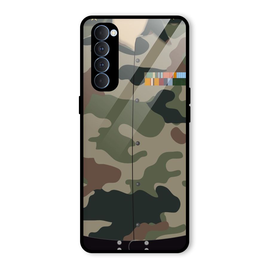 Army Uniform Glass Back Case for Oppo Reno4 Pro