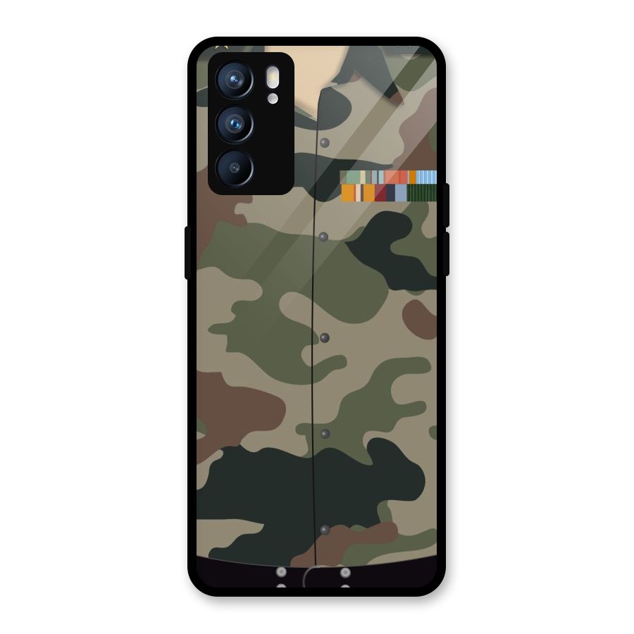 Army Uniform Glass Back Case for Oppo Reno6 5G