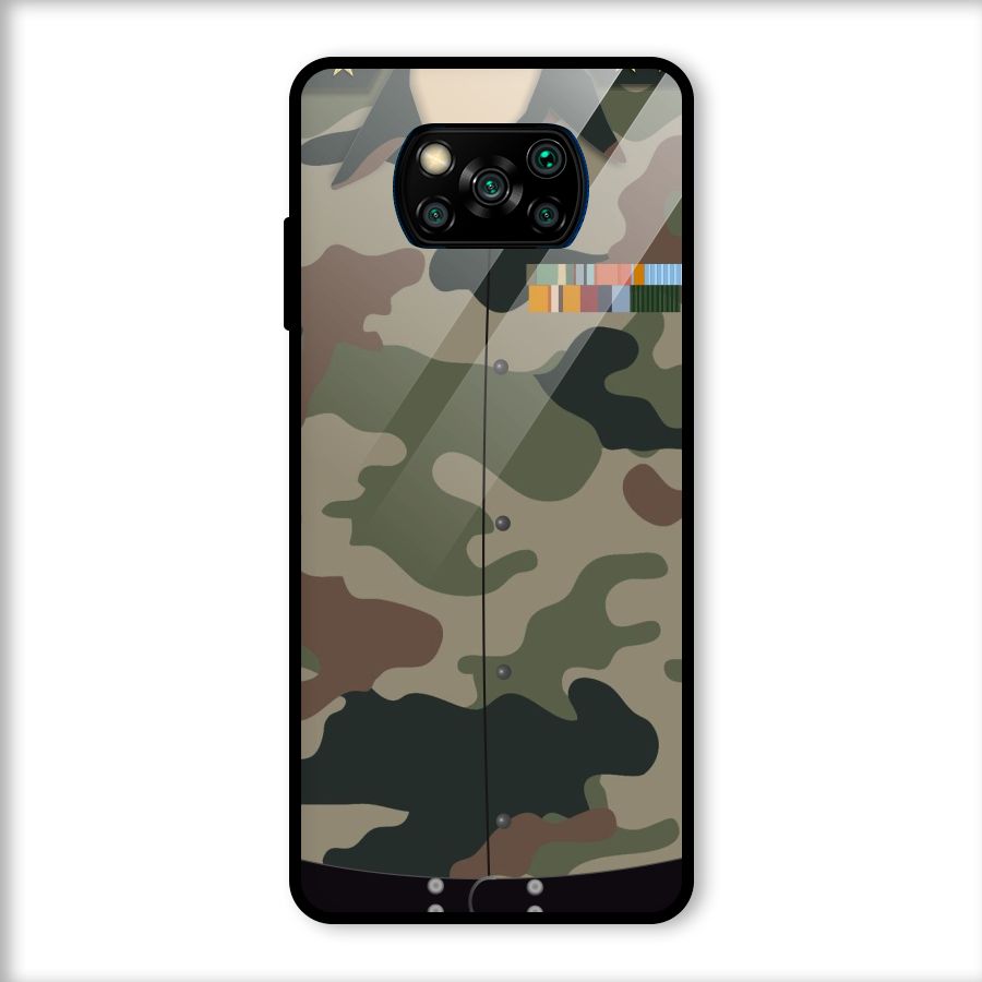 Army Uniform Glass Back Case for Poco X3