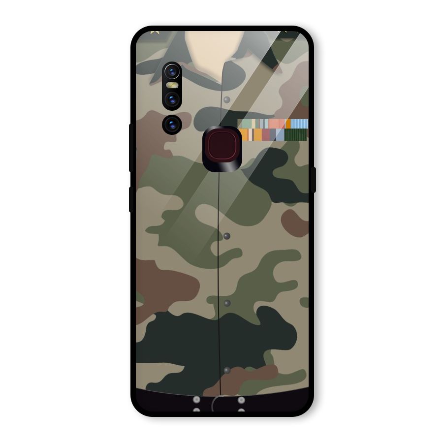Army Uniform Glass Back Case for Vivo V15