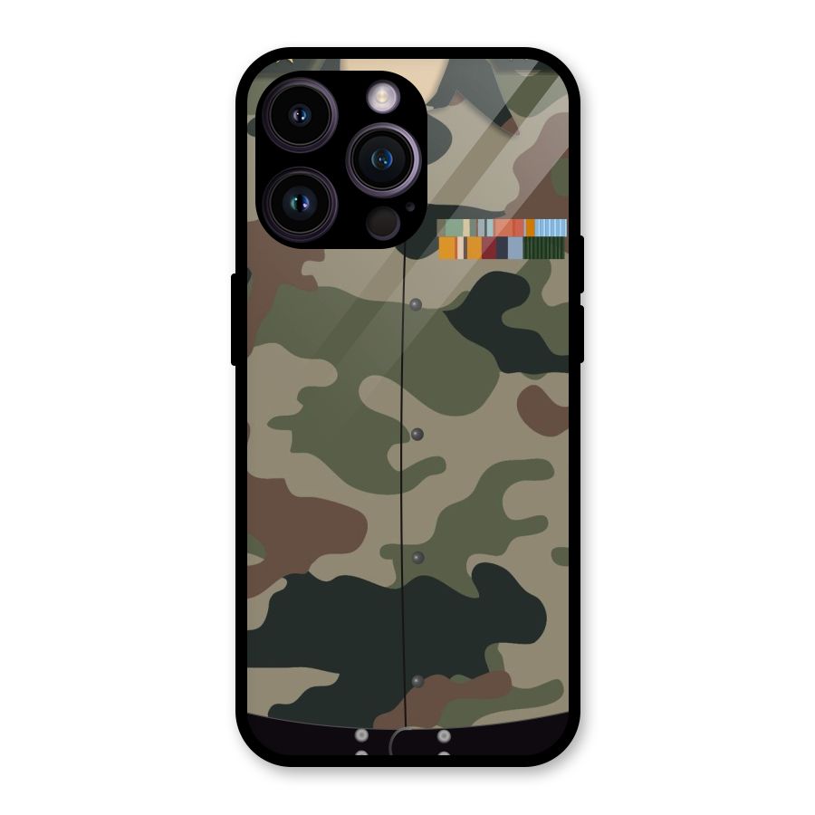 Army Uniform Glass Back Case for iPhone 14 Pro Max