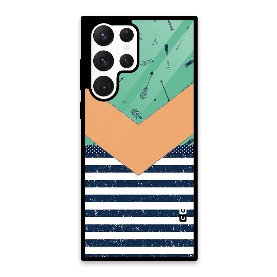 Arrows and Stripes Glass Back Case for Galaxy S22 Ultra 5G