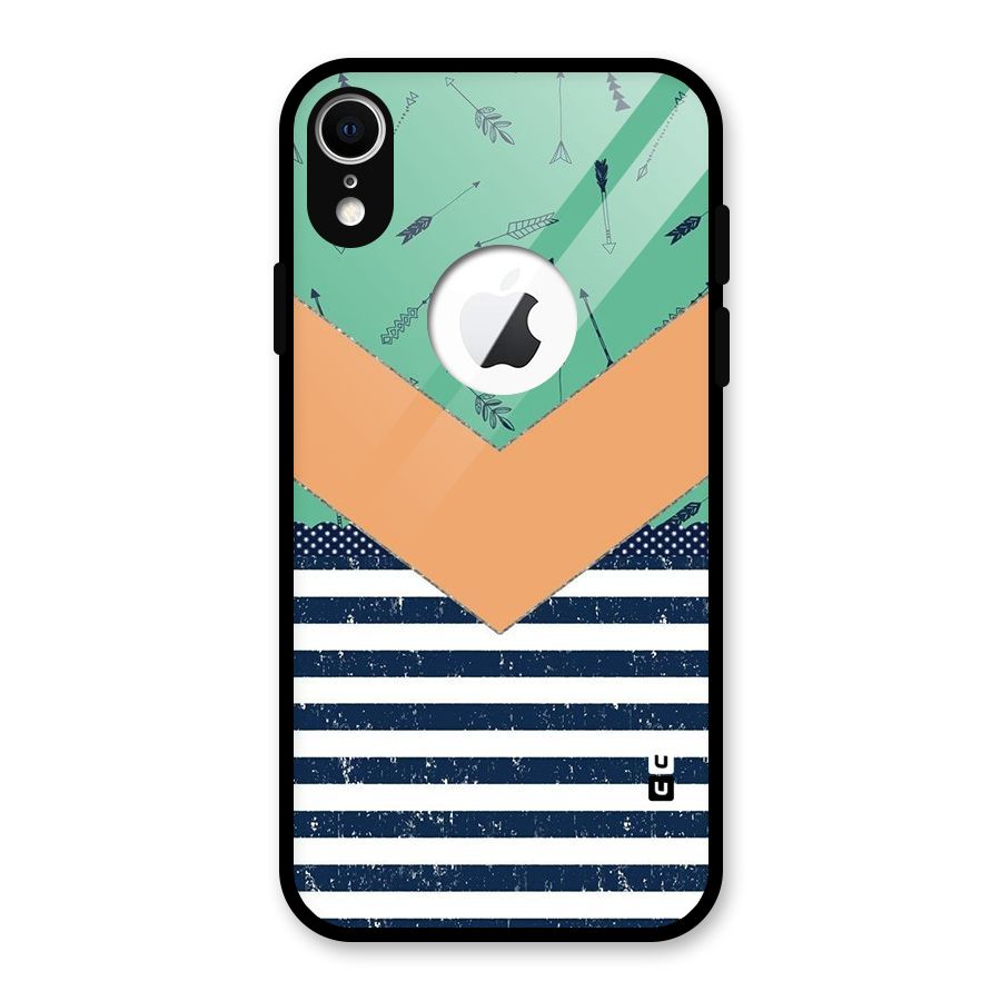 Arrows and Stripes Glass Back Case for iPhone XR Logo Cut