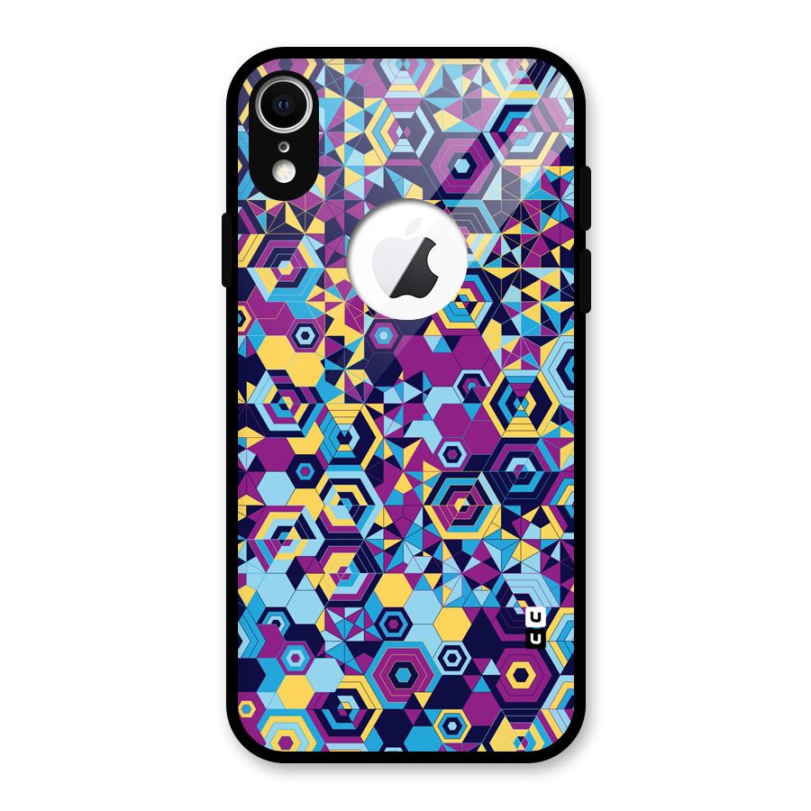 Artistic Abstract Glass Back Case for iPhone XR Logo Cut