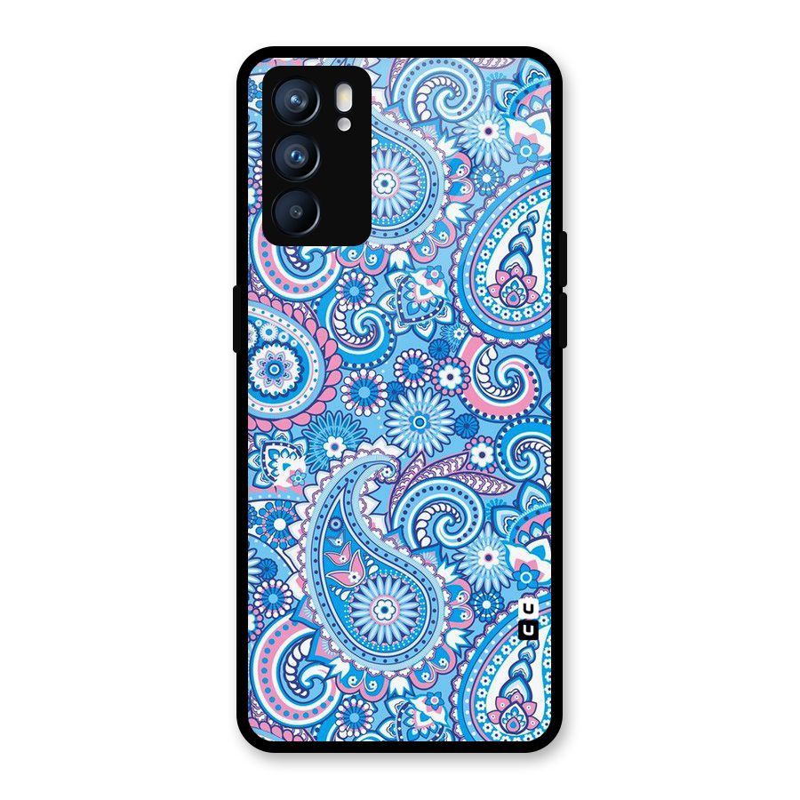 Artistic Blue Art Glass Back Case for Oppo Reno6 5G