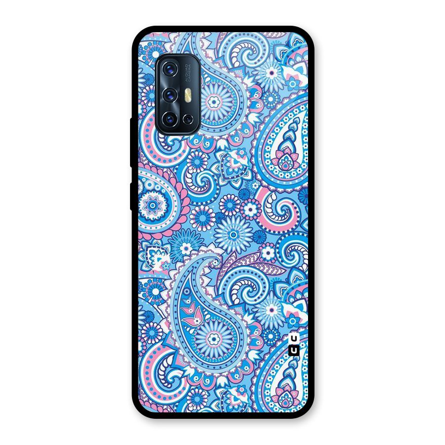 Artistic Blue Art Glass Back Case for Vivo V17
