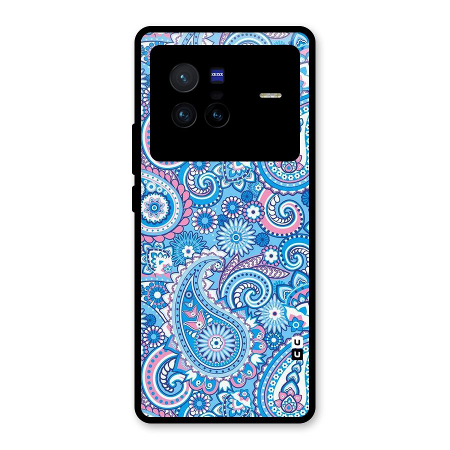 Artistic Blue Art Glass Back Case for Vivo X80