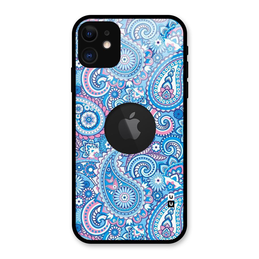 Artistic Blue Art Glass Back Case for iPhone 11 Logo Cut