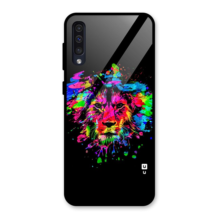 Artistic Lion Art Splash Glass Back Case for Galaxy A50